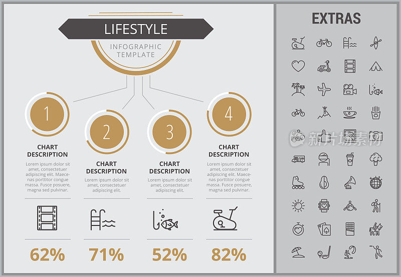 Lifestyle infographic template, elements and icons